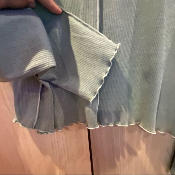 Arizona Mint Green Aqua Long Sleeve Cropped NEW 90s Y2K T-shirt Top XXL - Picture 4 of 8